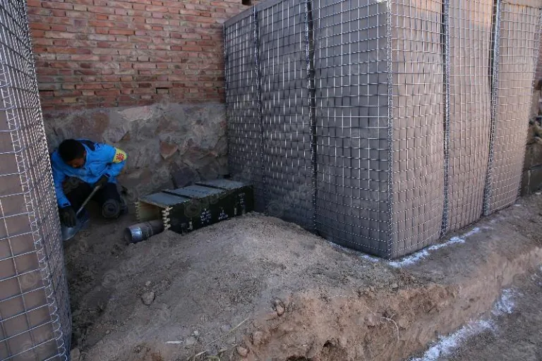 Crews are using the hesco barrier as a safety barrier for detonating warheads left over from WWII.